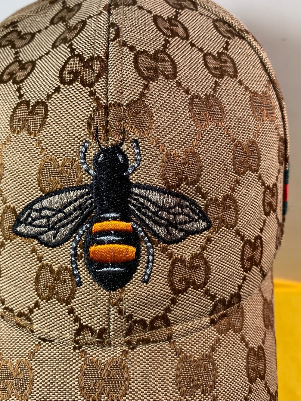 Brown Monogram Cap with Embroidered Bee - Picture 3 of 8